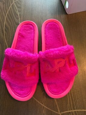 APL  Shearling Slide Neon Pink  10